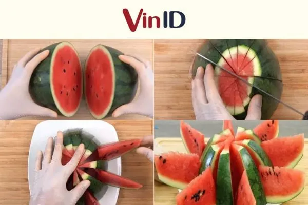 Trang trí dưa hấu hình bông hoa