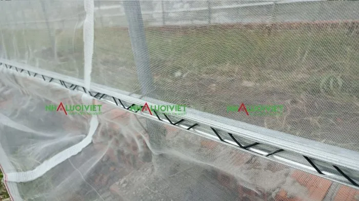 Sử dụng thanh nẹp và lò xo ziczac để cố định lưới chắn côn trùng