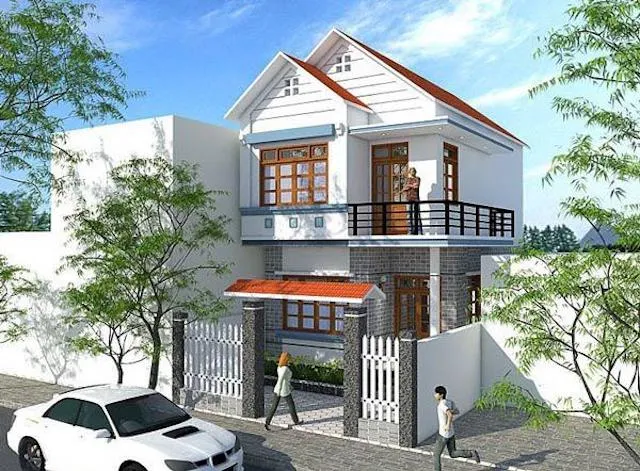 Mẫu nhà ống mái thái 3 phòng ngủ, gam màu trắng chủ đạo, thiết kế hiện đại