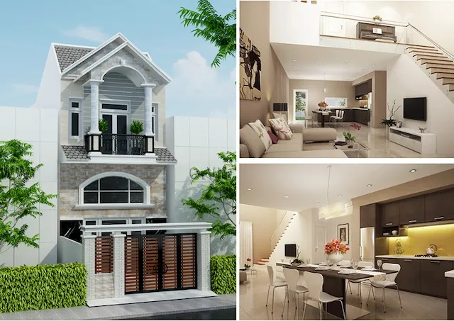 Bản vẽ mặt bằng nhà 1 trệt 1 lầu 5x10m mái bằng