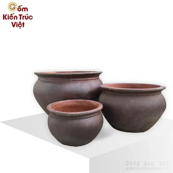 Chậu gốm đất nung với thiết kế tối giản, phù hợp với các loại cây thủy sinh và sen mini