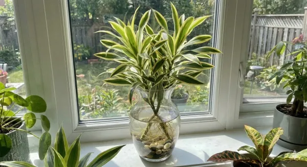 Đặt cành Thiết Mộc Lan vào bình nước đã pha dung dịch dinh dưỡng