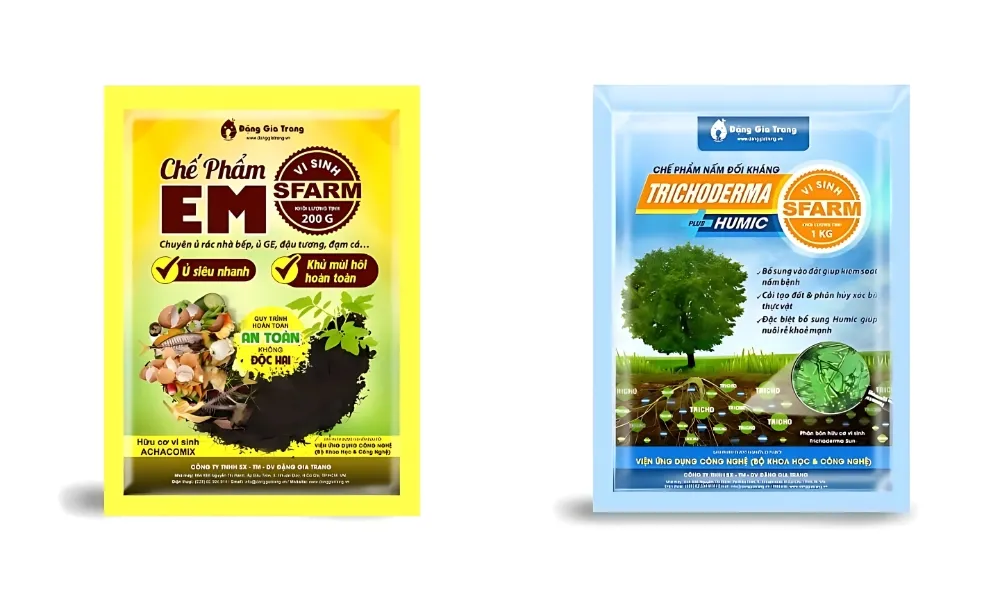 Chế phẩm EM và Trichoderma Plus Humic SFARM