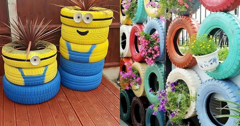 Các mẫu sơn gợi ý cho chậu hoa lốp xe