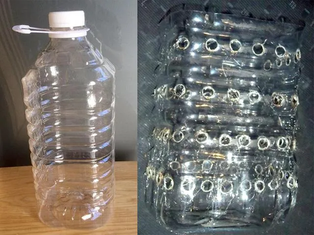 Cận cảnh tháp hành lá được làm từ chai nhựa lớn