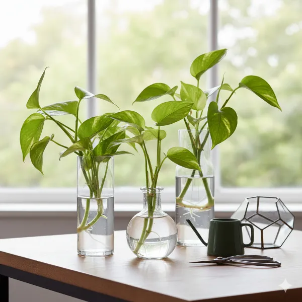 Nhân giống cây trầu bà trong nước bằng các đoạn cành giâm có mắt lá