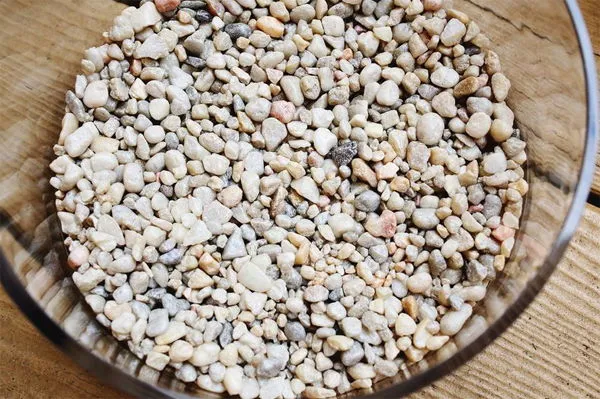 Lớp đá sỏi lót đáy chậu thủy tinh để tăng cường thoát nước